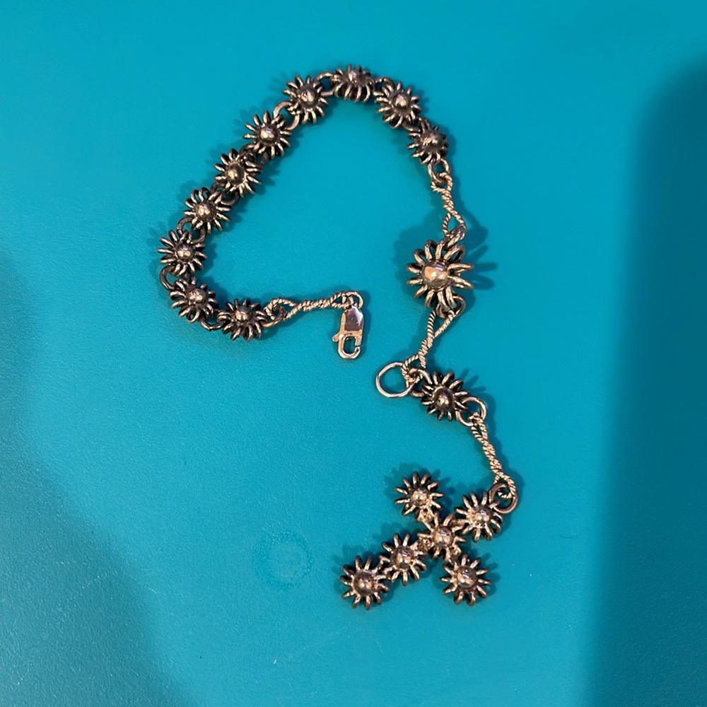 Elegant sterling Silver Floral rosary Bracelet